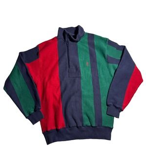 Vintage Nautica Colorblock Quarter Zip Pullover Sweatshirt Men's L 85% Cotton